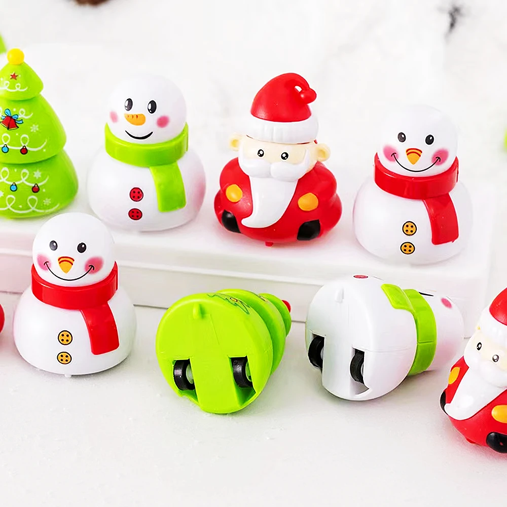 6/20Pcs Christmas Party Gifts Decoration Cartoon Christmas Tree Old Man Snowman Pull Back Car Toys Children Birthday Party Gifts