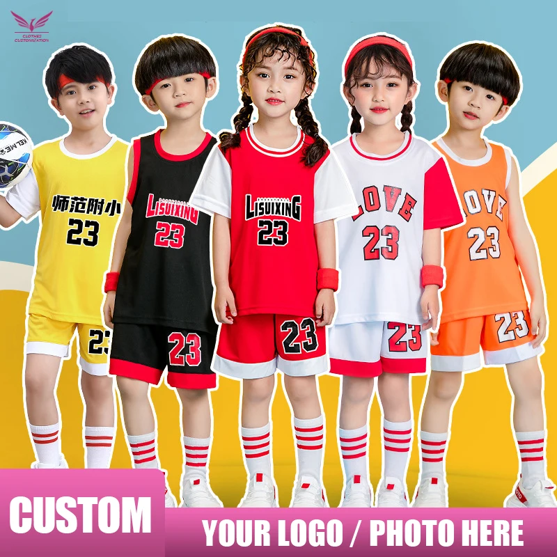 Custom logo Jerseys For Men custom Name Number basketball Training Tracksuits Print kids Basketball Uniform Suit