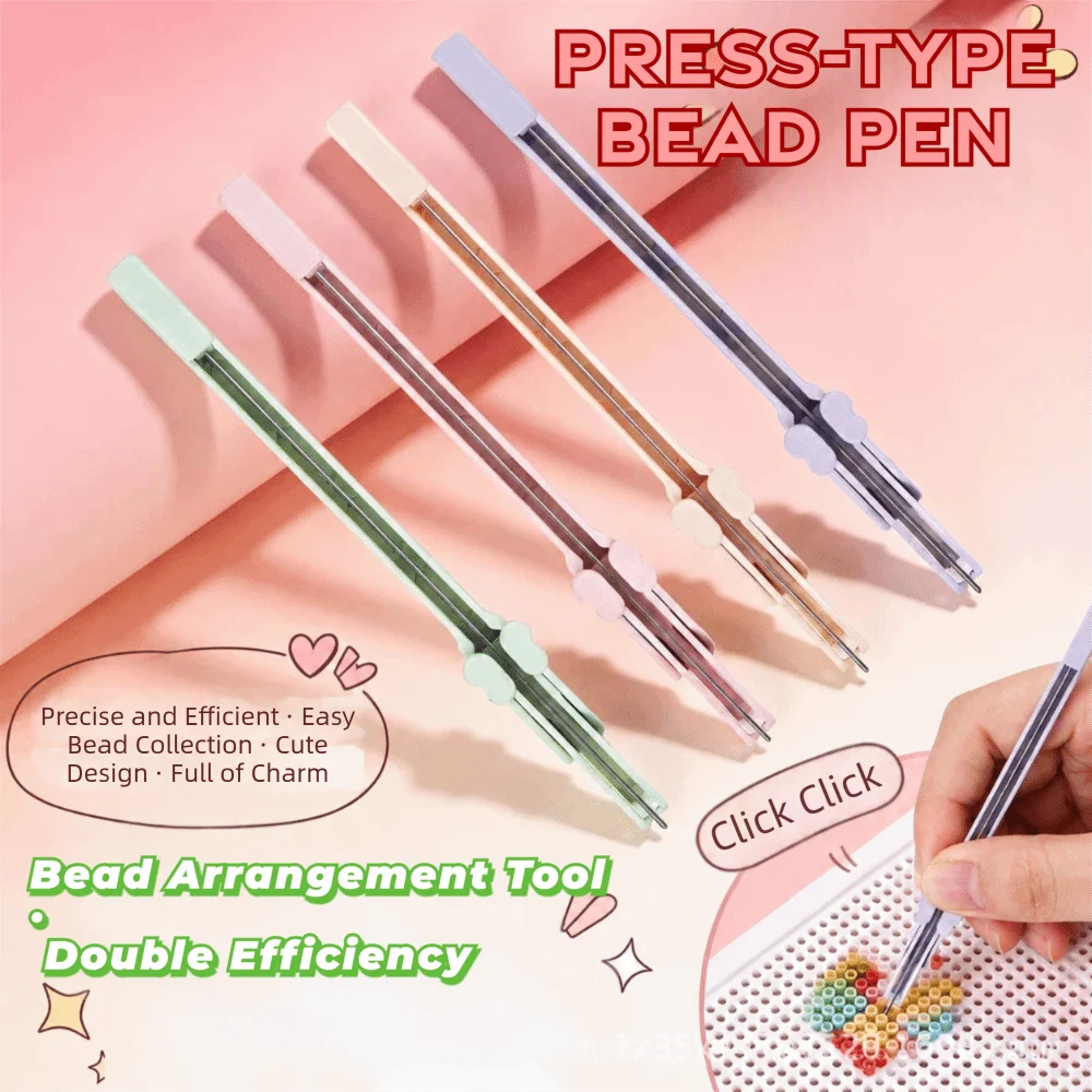 Einfach zu bedienender, tragbarer, verstaubarer Perlenstift, effizienter 2,6-mm-Perlenstift mit automatischer Sicherung, stauelfreier, ergonomischer Perlenstift mit Druckmechanismus, Kinderspielzeug