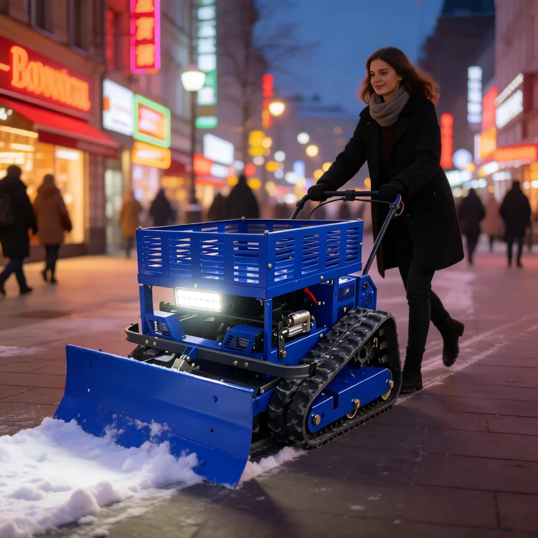 

Customized Remote Control Lawn Mower - Rubber Crawler High Power Self-propelled with Snow Shovel and Storage Rack Factory Direct