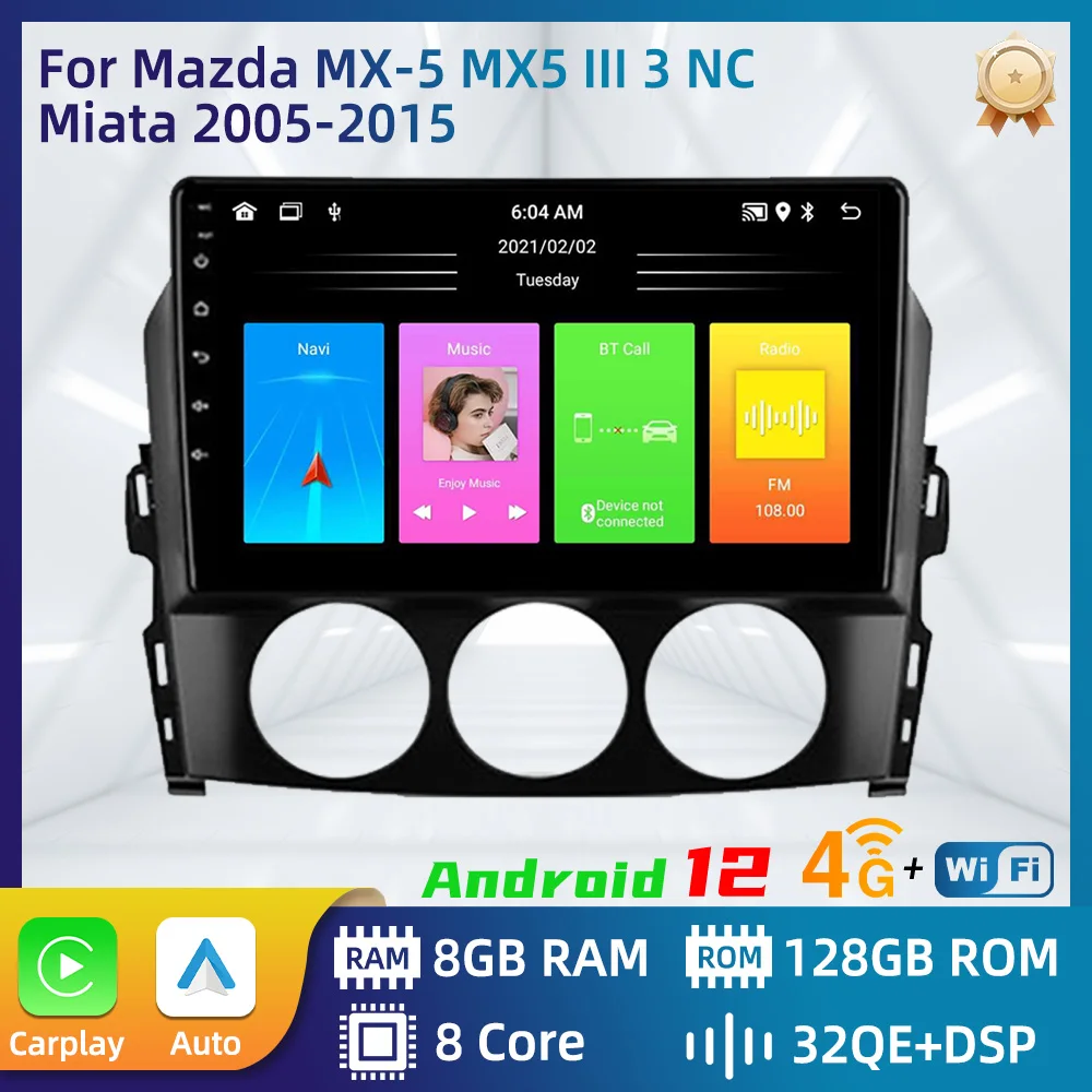 Multimedia for Mazda MX-5 MX5 III 3 NC Miata 2005-2015 Android 2 Din Car Radio Stereo Navigation GPS Carplay Head Unit Autoradio