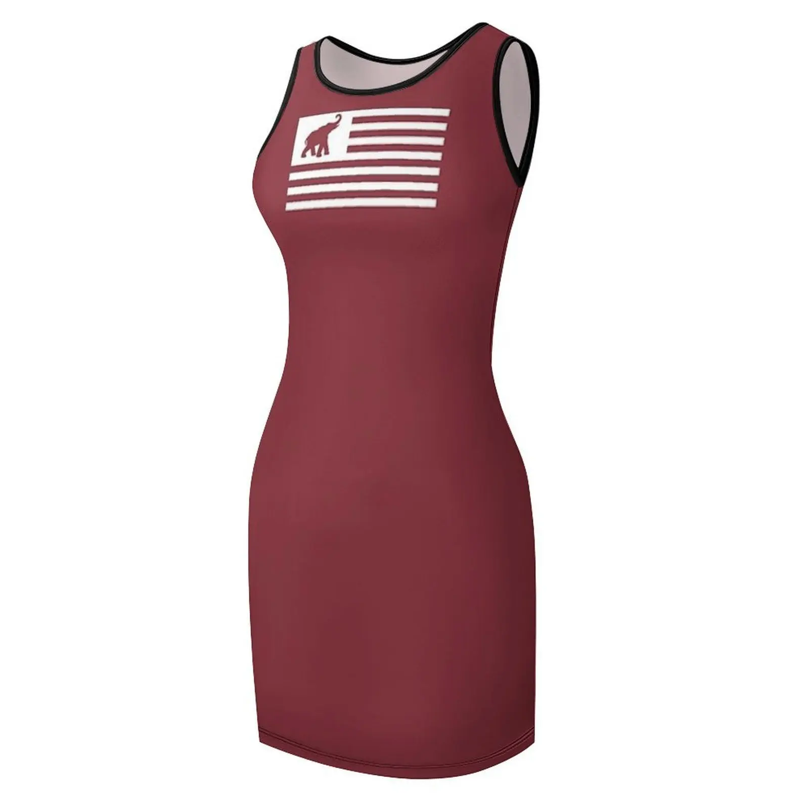 ชุดเดรสแขนกุดลายธงช้าง (สีขาว) สำหรับงานพรอม ชุดเดรสสำหรับผู้หญิง 2025 ชุดเดรสสำหรับผู้หญิง 2025