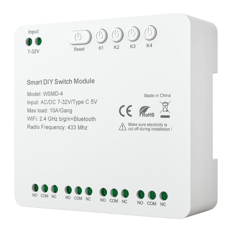 

Doodle Smart WiFi + RF4 Channel Relay, Smart Turnoff Remote Switch