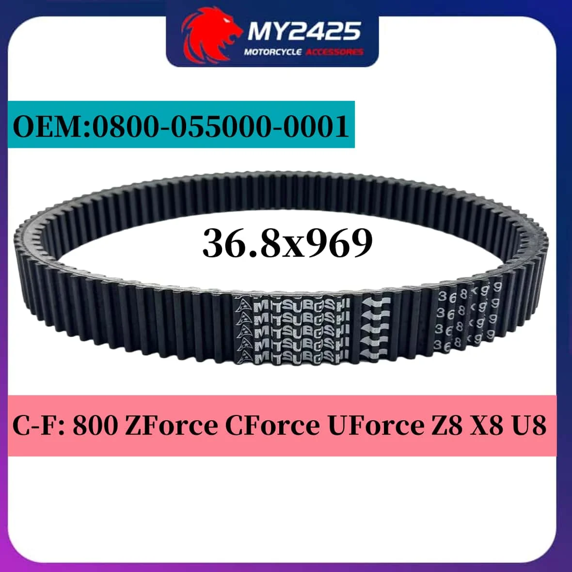 969x36.8 CVT Drive Belt For 0800-055000 0JWA-055000-10000 C-FMOTO 1000 800XC 850 950 Overland X10 1000 XL U10 1000 Z10