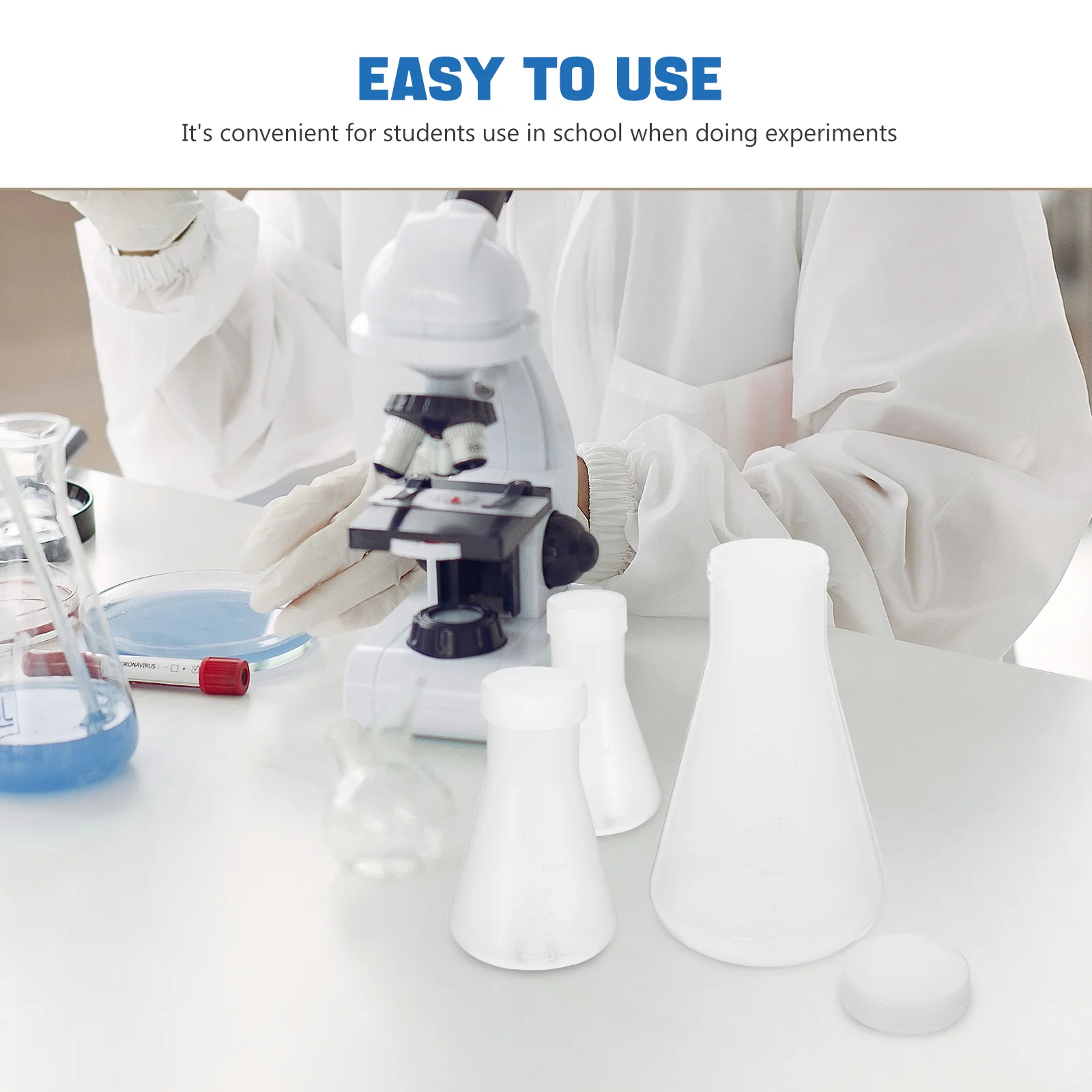 3 قطعة صديقة للبيئة PP قارورة بلاستيكية مجموعة لمختبر الكيمياء دائم واضح مقياس لا فقاعات غطاء برغي قاعدة مستقرة 50 مللي 100 مللي 500 مللي