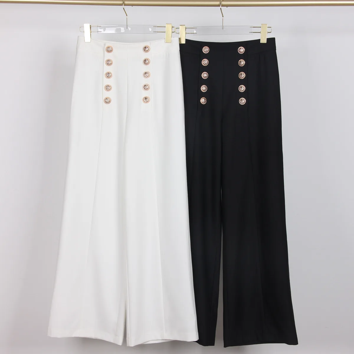 

Spot Spring 2024 New Fashion Double-breasted Rivet Concealed Button Straight Pants Versatile Thin Women's Trousers Casual