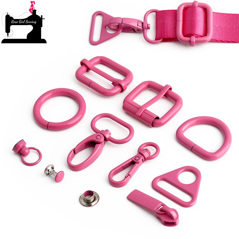 

Paint Pink Metal Triangle Ring Pin Buckle For Loop Backpack Handbag Bag D Ring Pullder Slider Rivet Eyelet Snap Hook Accessories