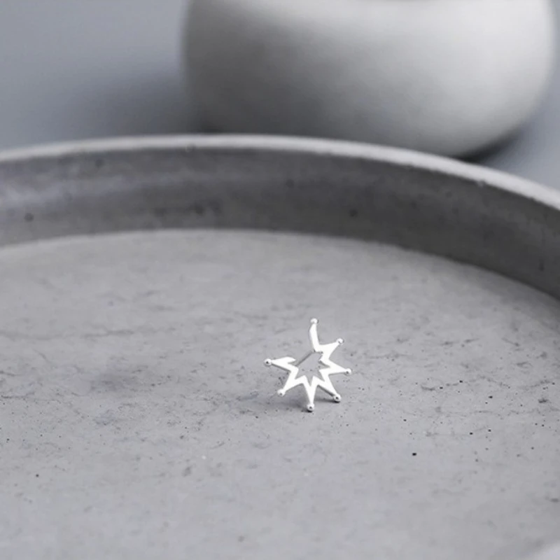 أقراط من الفضة الإسترليني عيار 925 على شكل عباد الشمس، تصميم أنيق وبسيط وفريد من نوعه، هدية للفتيات، أقراط أنيقة للنساء