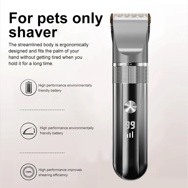 Pet Hair Clipper Rechargeable Washable Dog Cat Trimmer Battery Display Grooming Haircut Low Noice Razor Electric ​Clipper