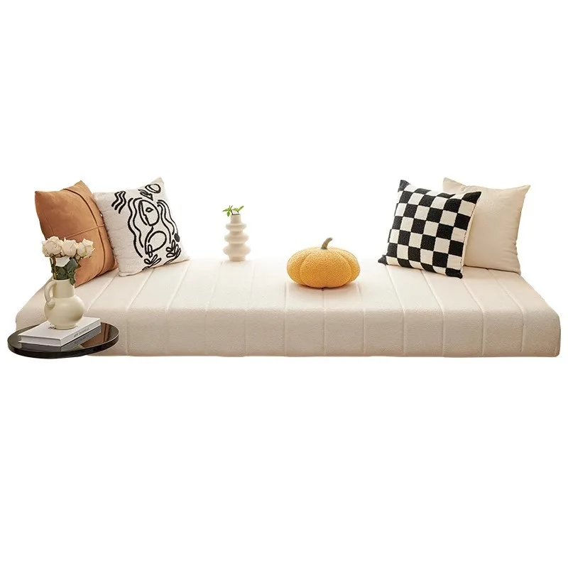 

Light luxury removable and washable balcony cushion Teddy velvet vertical edge tatami seat cushion bay window sill