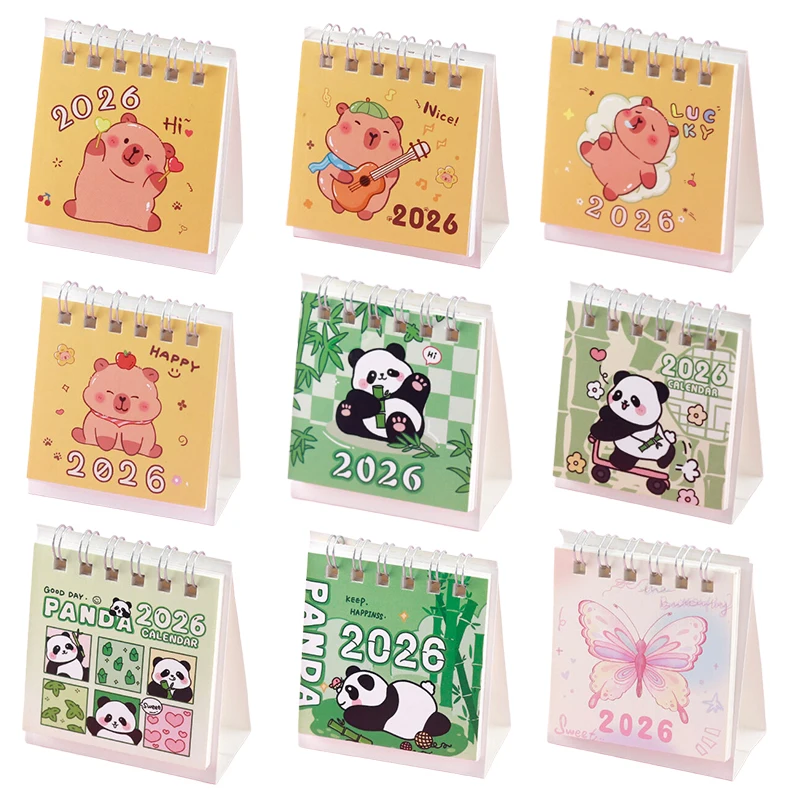 2026 Mini Calendars Creative Desk Portable Travel Calendars With Butterfly Capybara Designs Monthly & Weekly Planner Calendar