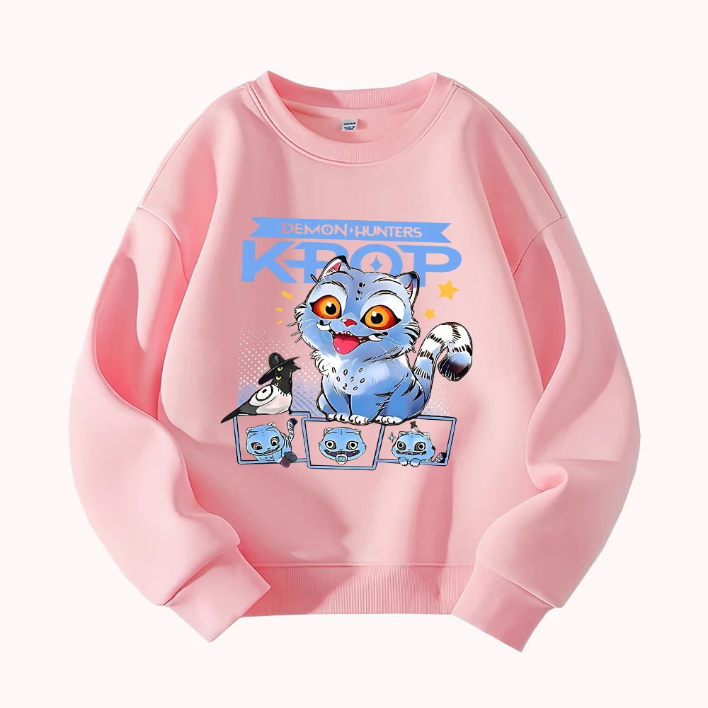 

Demon Hunters Kpop Cute Blue Cat Print Casual Round Neck Sweatshirt for Women Men Teens
