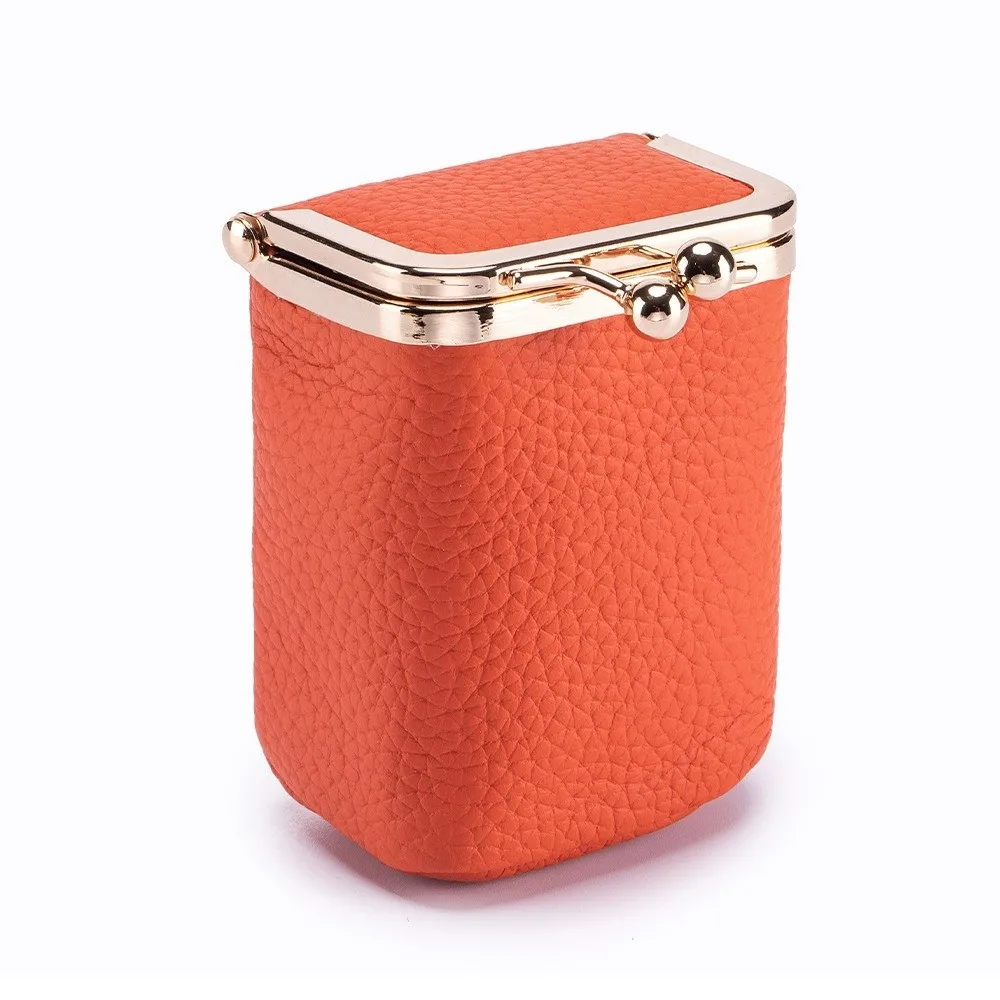 

Shopping Portable Kiss Lock Coin Purse Exquisite with Mirror Leather Jewelry Bag Anti-lost Solid Color Small Item Bag Earrings