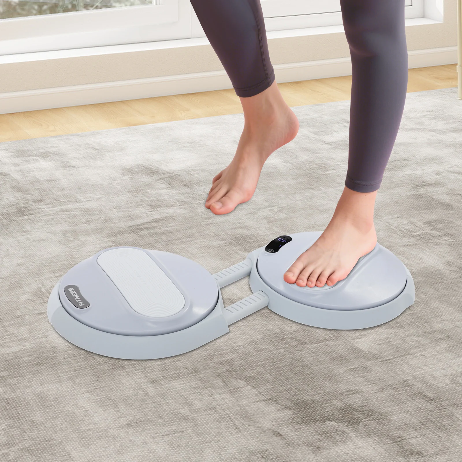 لوحة ABS Ab Twister، تعديل طول قرص الخصر المستدير باللون الرمادي/الوردي لممارسة Ab