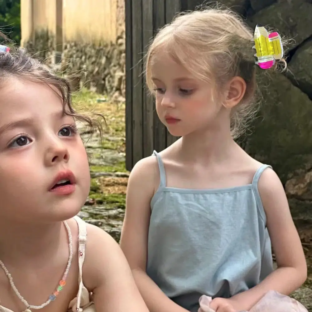 Girls Cute Apple Claw Hair Clip Cartoon School Bus Shark Design Creative Ponytail Hair Accessory Computer Theme