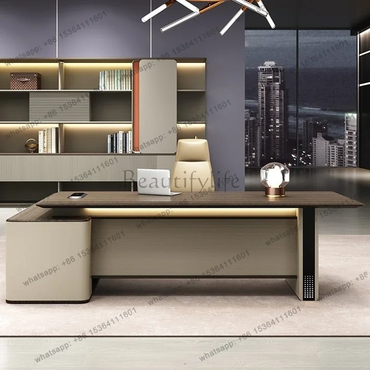 yj9 Desk boss table and chair combination light luxury senior sense manager table simple modern chairperson's office furniture