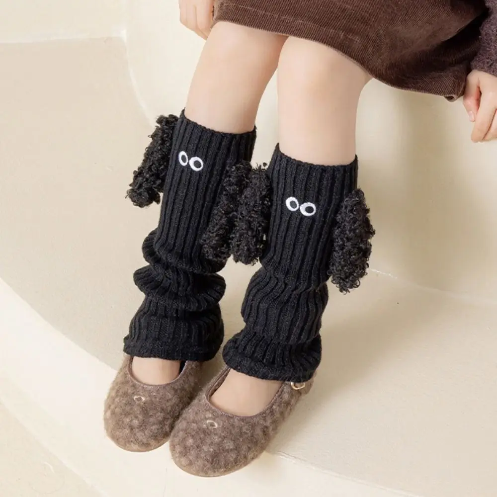 

Вязаные утепленные гетры в стиле ретро для щенков, длинные носки в стиле Лолита, однотонные, до середины икры, осень-зима