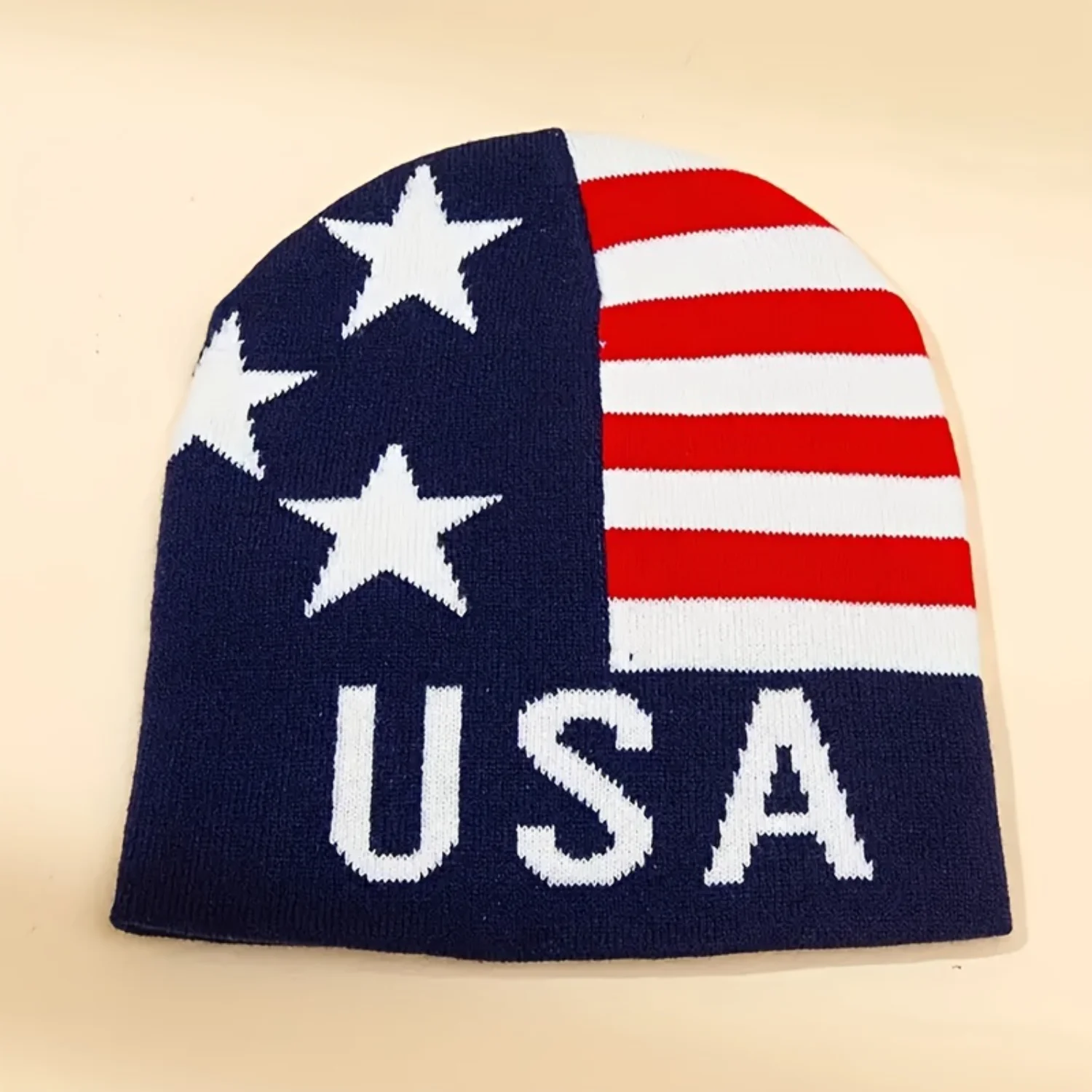 

Man &Women'sIndependence Day Striped Star Knitted Jacquard Hat, Ideal Choice For Gifts