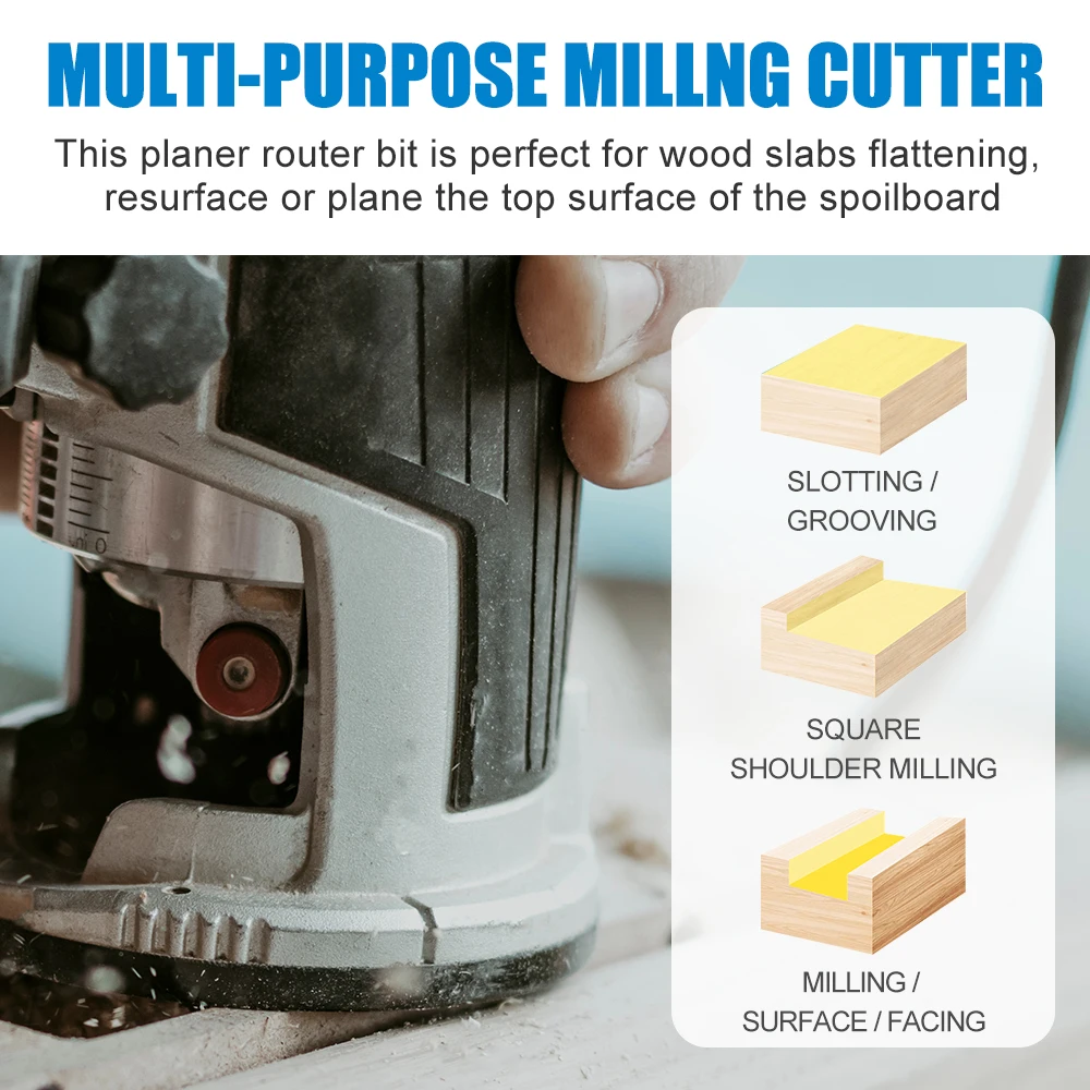 HAMPTON 1/2 Shank CNC Spoilboard Surfacing Router Bit Upgrade 6-skrzydłowy wiertło do strugania płytek drewnianych Frez do spłaszczania drewna