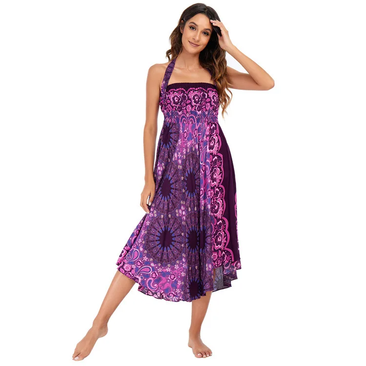 Maxi Boho Lange Röcke für Damen Bohemian Rock mit Blumenmuster Gypsy Boho Hippie Yoga Urlaub Strand – Detail 22