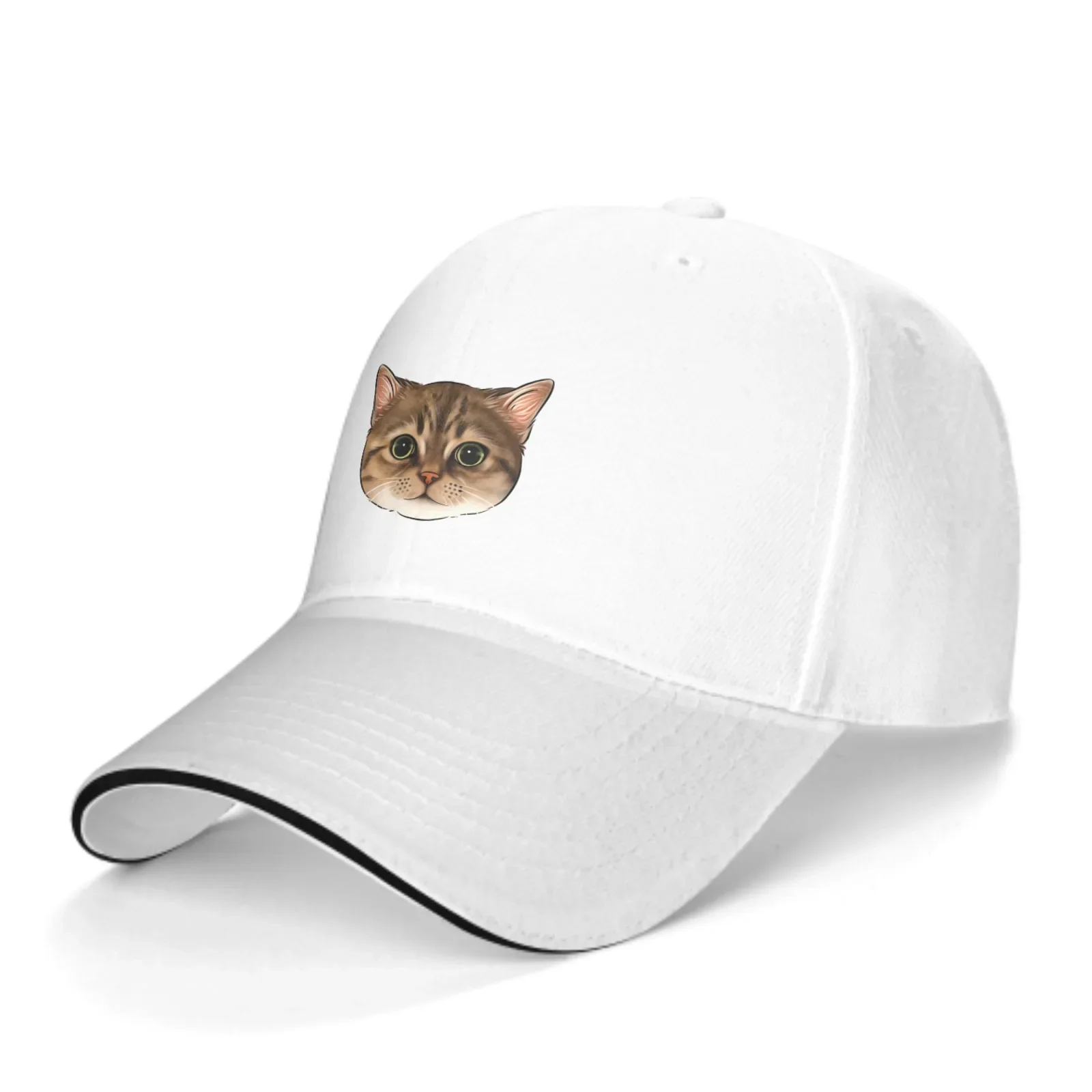 Cat Adjustable Women Men Back Closure Caps Washed Sandwich Caps Sports Outdoor Baseball Hat