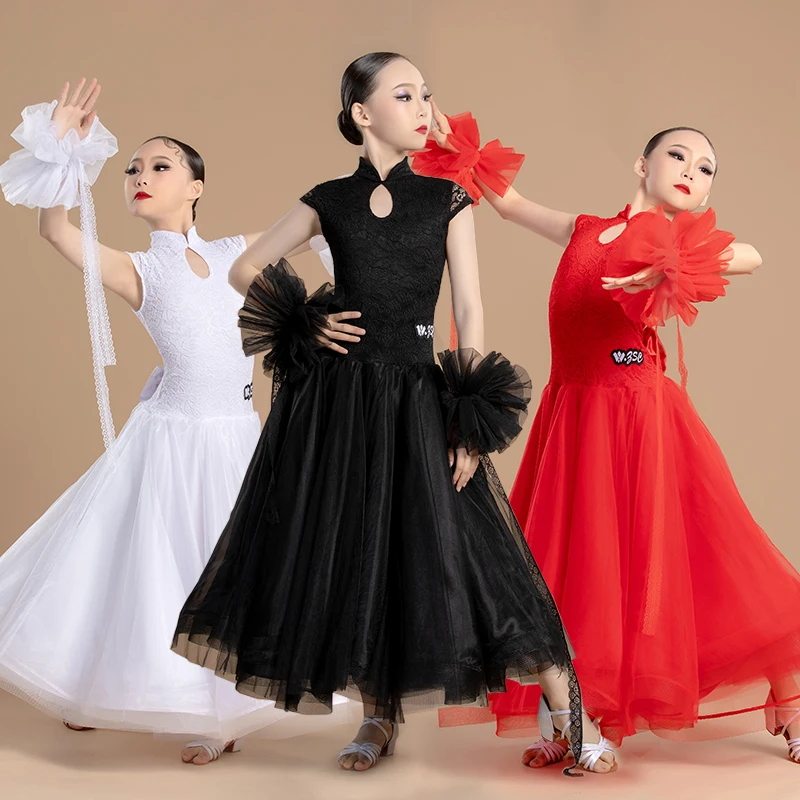 

Girl New children sballroom dance dresssocialdanceperformancedressandsleeveless dance dress for modern dance Performance costume