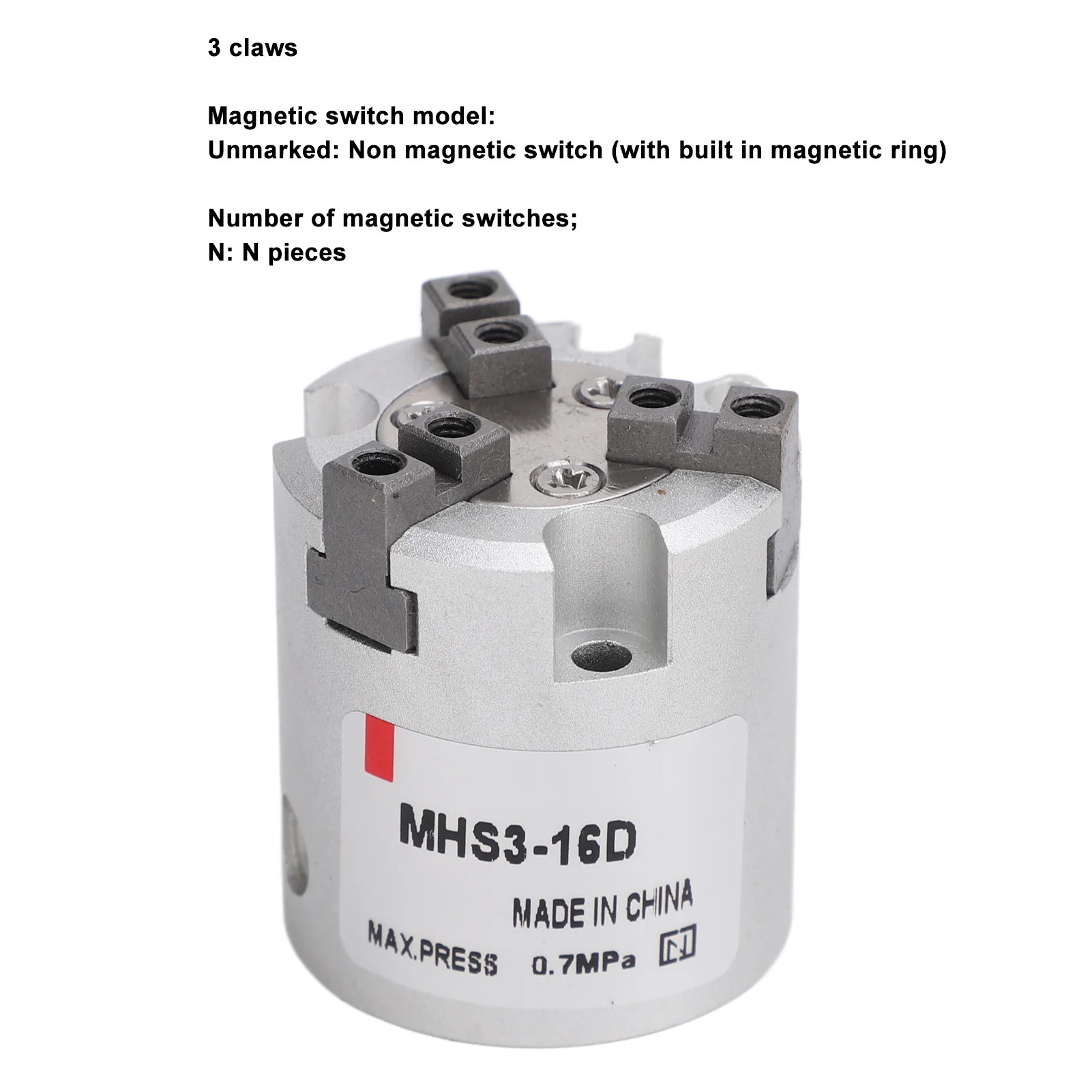 

Пневматический пальцевый цилиндр MHS3 16D, тип SMC, с 3 захватами, из сплава, двойного действия, для промышленной автоматизации