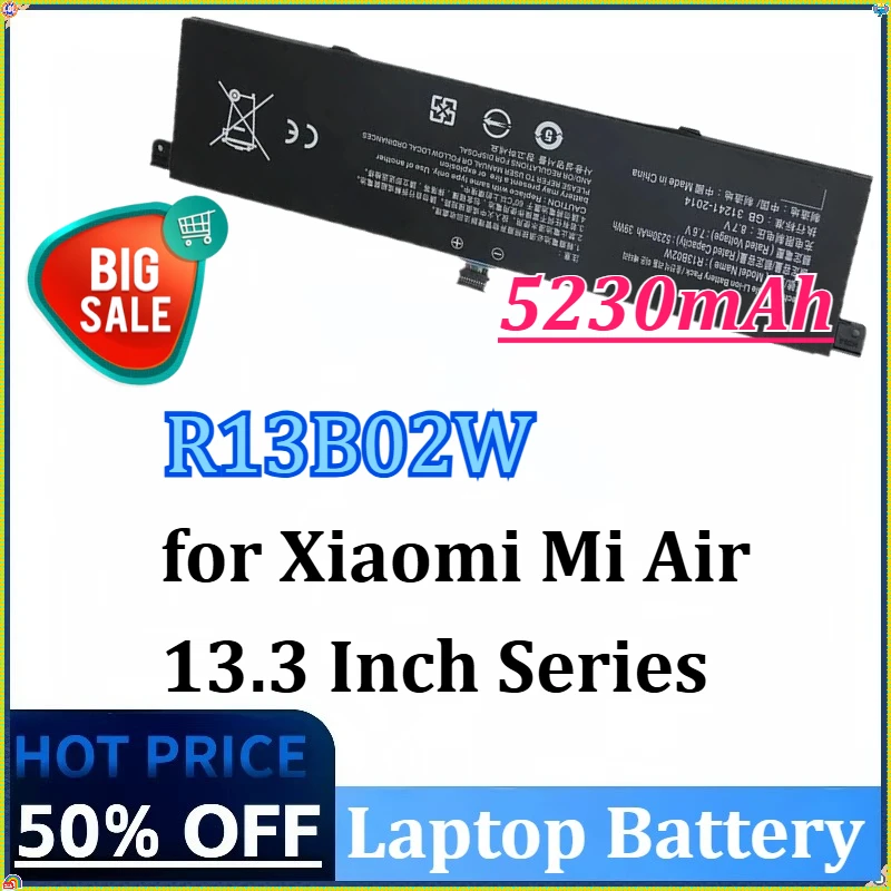 

NEW 39WH 5230mAh R13B01W R13B02W Laptop Battery for Xiaomi Mi Air 13.3 Inch Series Batteries Fast Shipping in Stock