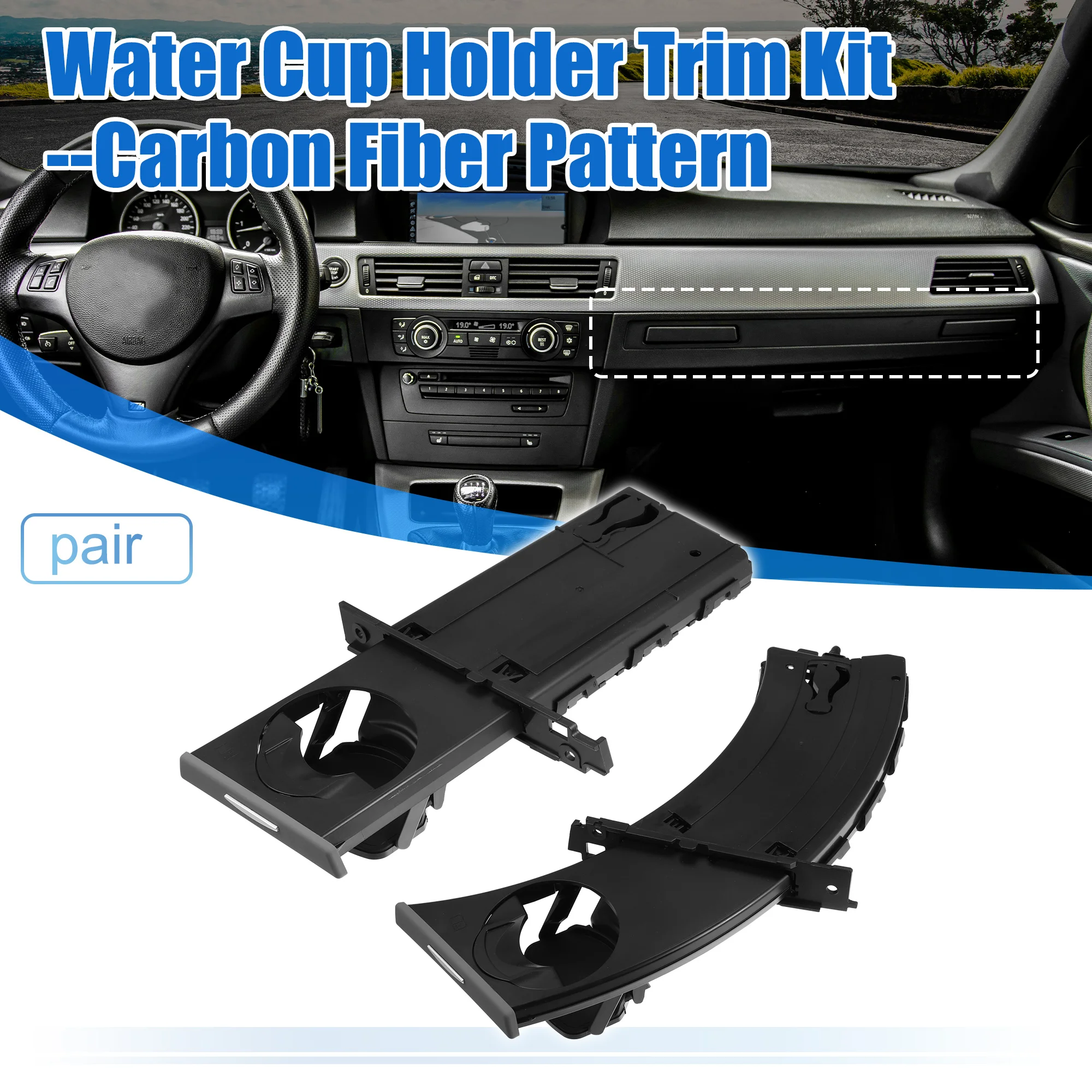 X Autohaux Car Left and Right Seats Cup Holder Storage Bracket 51459173465 51459173471 for BMW 323i E90 2006 2007 2008-2011