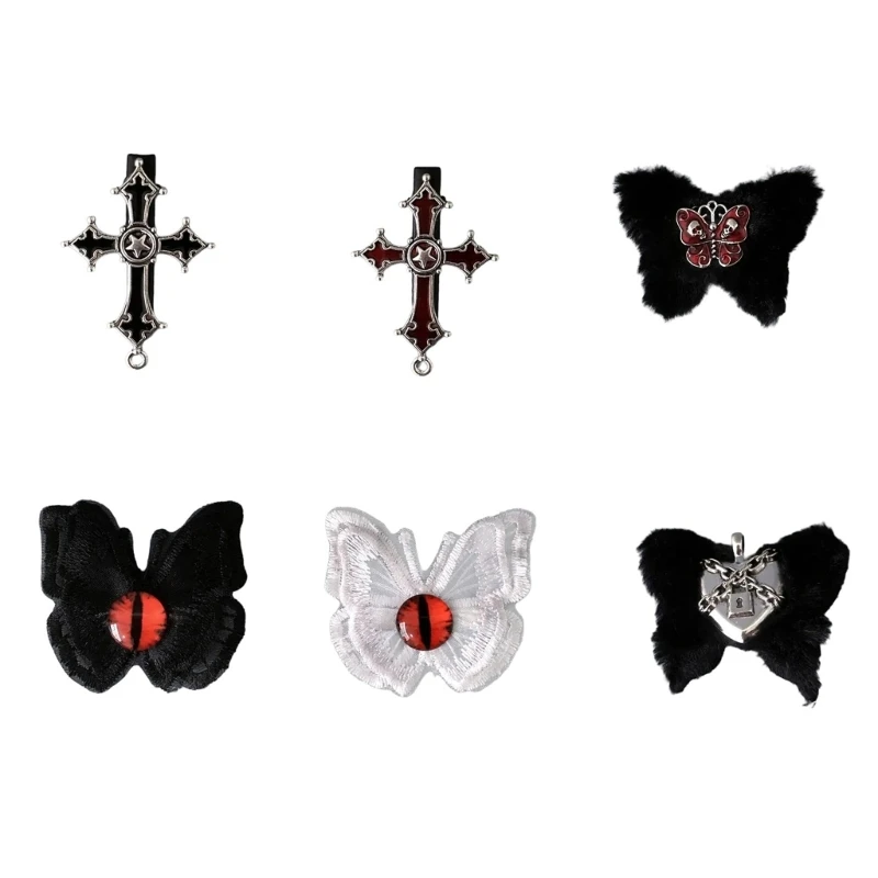 

MXMB 6lots Crosses Bows Hair Clip Novelty Masquerades Hair Pin Antiskid Lady Hairpin for Sophisticated Looks