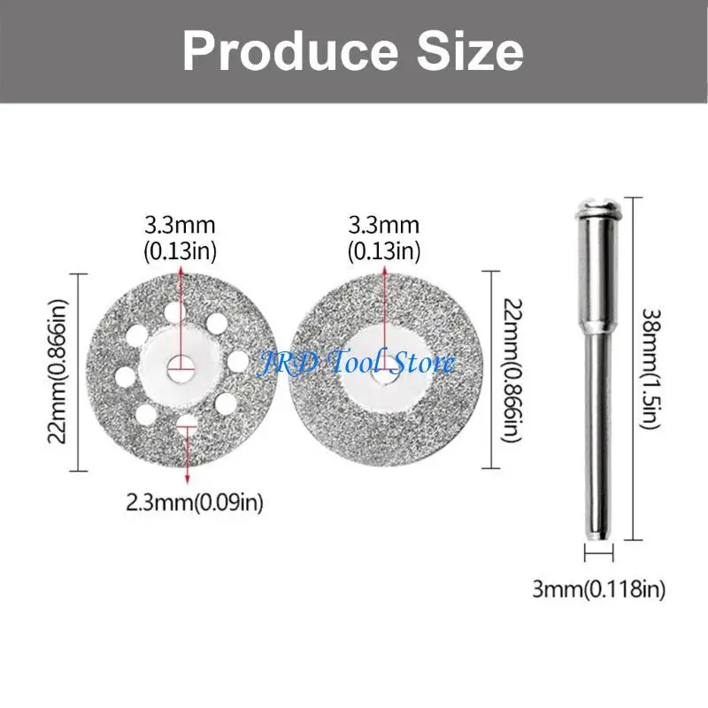 A2UD 10pcs 디아만틴 절단 디스크 22mm 로터리 도구 유리 타일 돌 나무 공예 응용 분야 22 개 맨드 렐