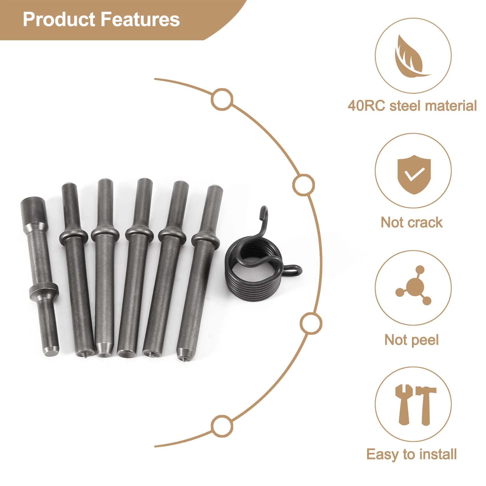 Kit di strumenti per martello per rivetti pneumatici pneumatici per levigatura resistente da 7 pezzi Vogue