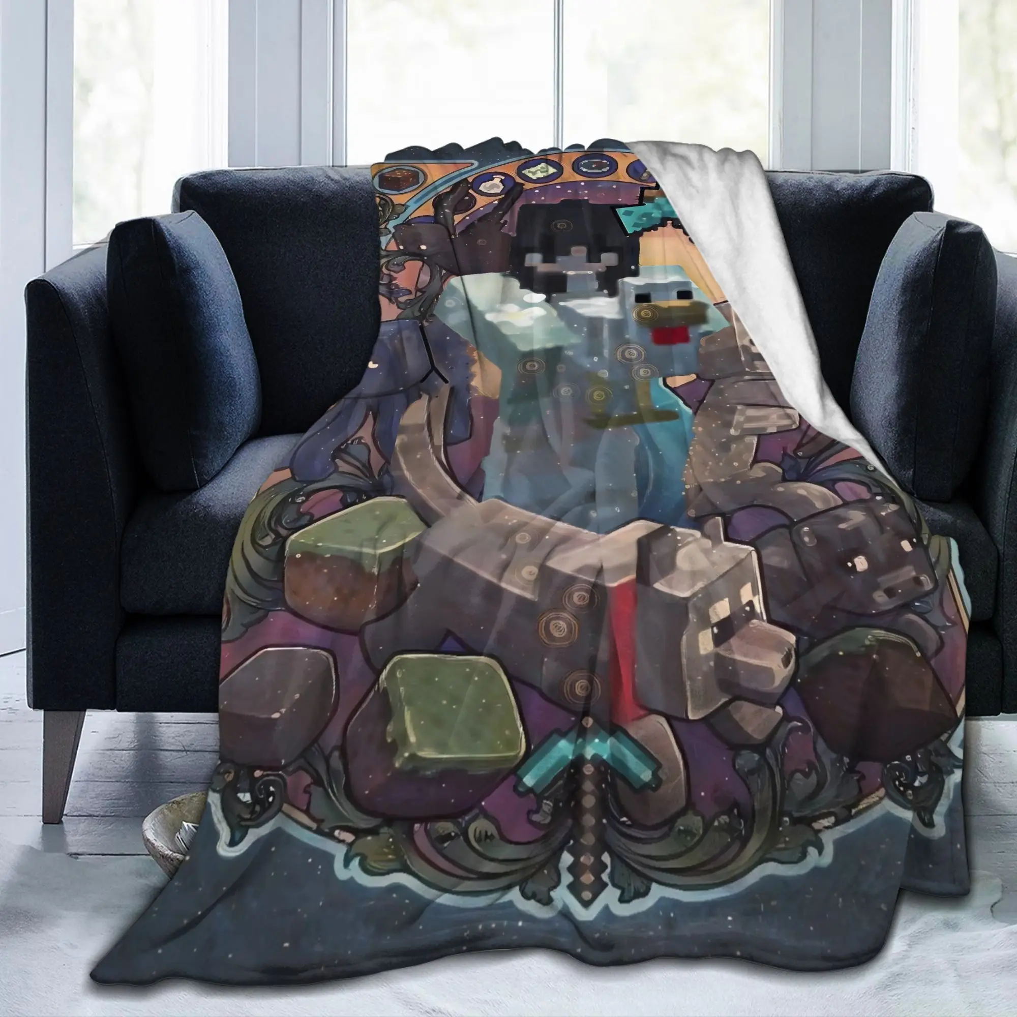 Game M-Minecrafts Flannel Blankets  Super Warm Bedding Throws for Bedroom Travel Fashion Bedspread Sofa Bed Cover