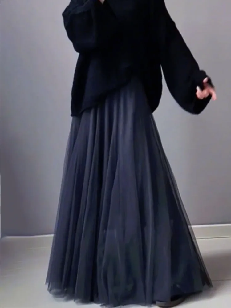 

Новинка: Длинная свободная юбка Deep ey Fairy T Sle Me f Skirt Ele с высокой талией, А-силуэт, осень-зима