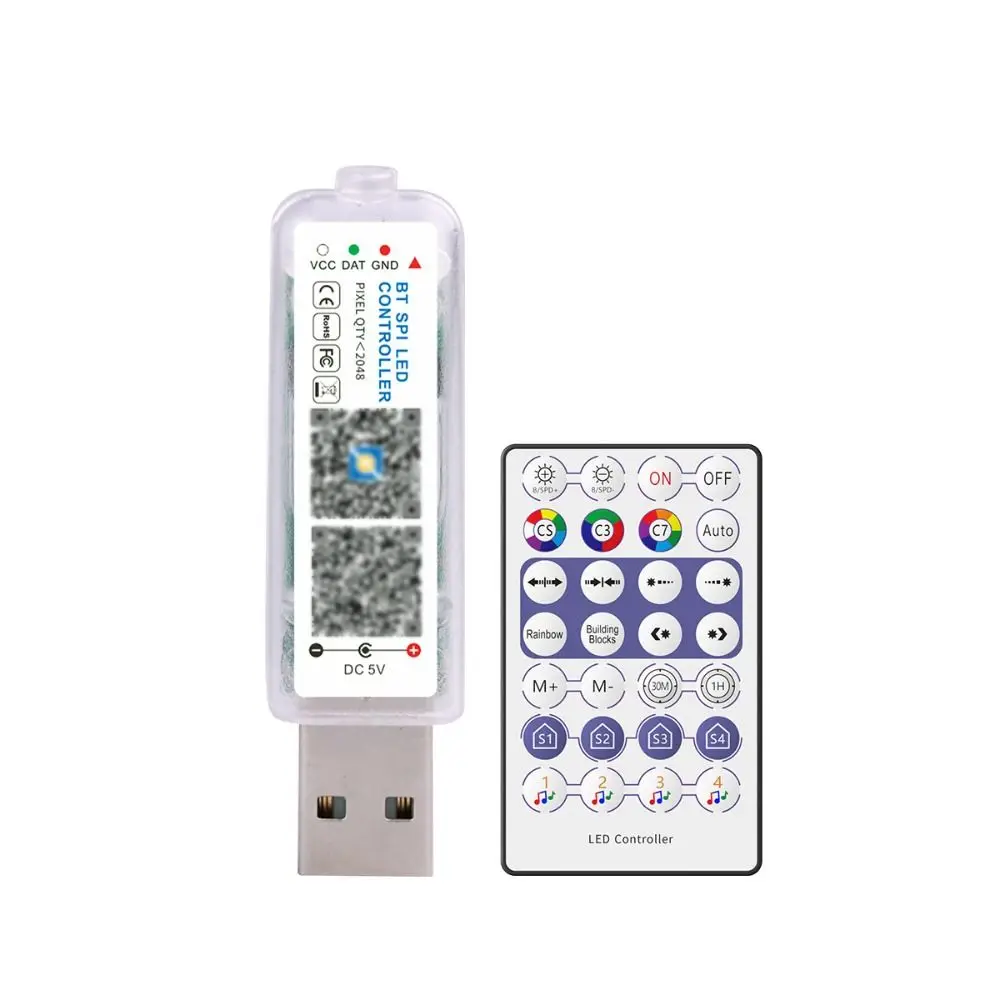 Pilot do muzyki Led 5V adresowalny jest dostarczany z kontrolerem aplikacji Bluetooth pickup MIC Mini regulator światło RGB jasności