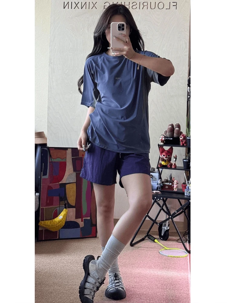 

Спортивная футболка Qui Dry, женская летняя тонкая одежда для бега ort Sve, костюм для верховой езды, теннисный костюм, дышащий повседневный топ