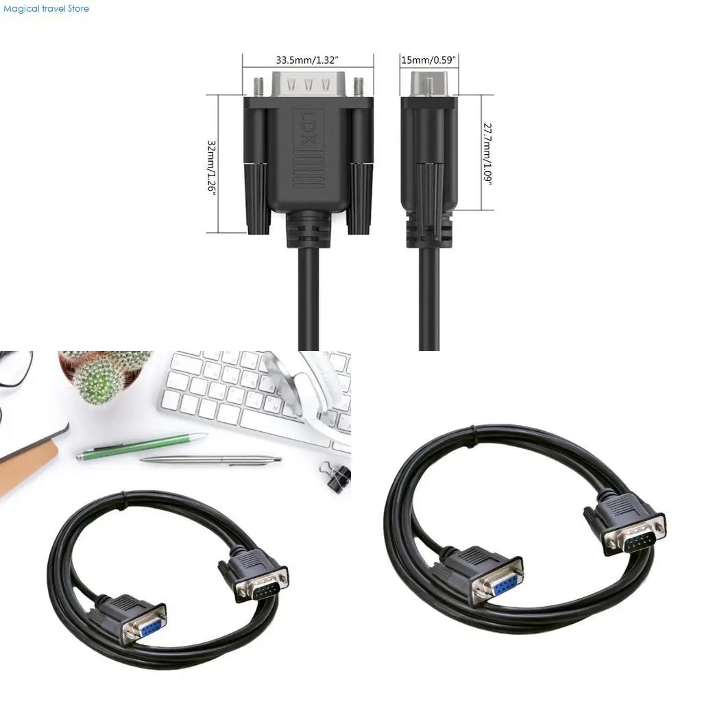 N2UB Flexible DB9Pin Male to Female RS232 Serial Port Cable Durable Data Line