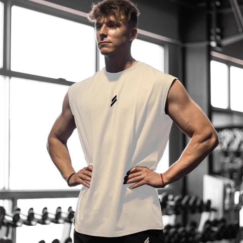 Summer Fitness Sports Tank Top Men\'s Breathable Loose Fit Training Sleeveless T-shirt Quick Drying vest male Fitness Clothing