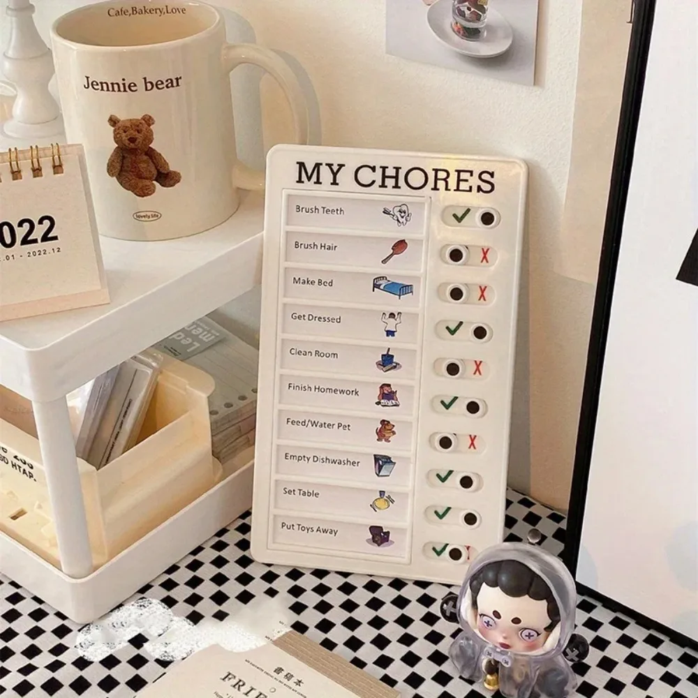 1 pcs Kids Chore Chart with 5 pcs Blank Card,Plastic Checklist Board with Detachable Cardstock to Do List for Routine Planning