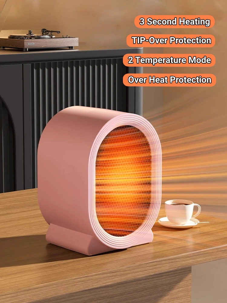 Aquecedor elétrico de mesa, aquecimento rápido, espaço vertical, duas velocidades, portátil,