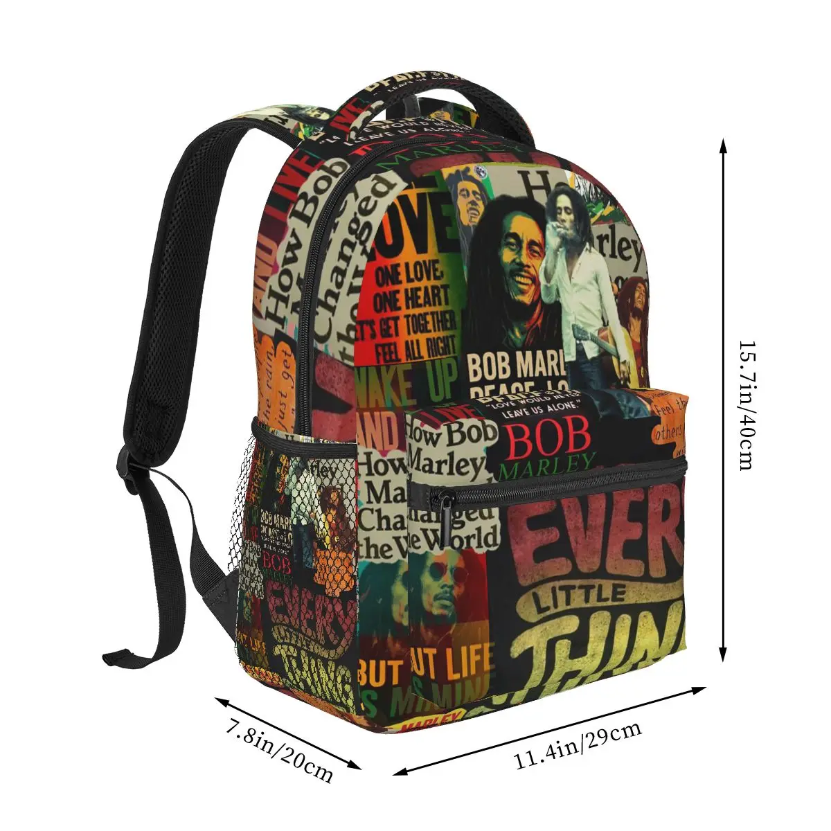 Bob Marley Rock Hip Hop Student Backpack School Bag Hiking Travel Daypack for Men Women Fashion Bookbag Shoulder Bags