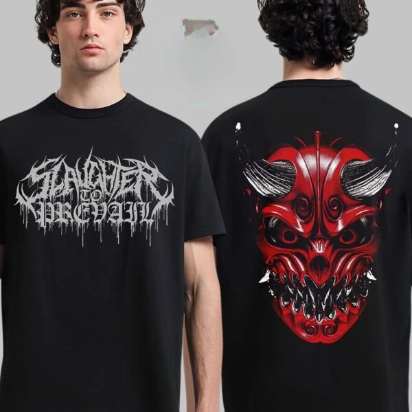 

Slaughter Prevails X Baby Metal Products White Ghost Mask Double-sided Neutral T-shirt High-quality Luxury Brand