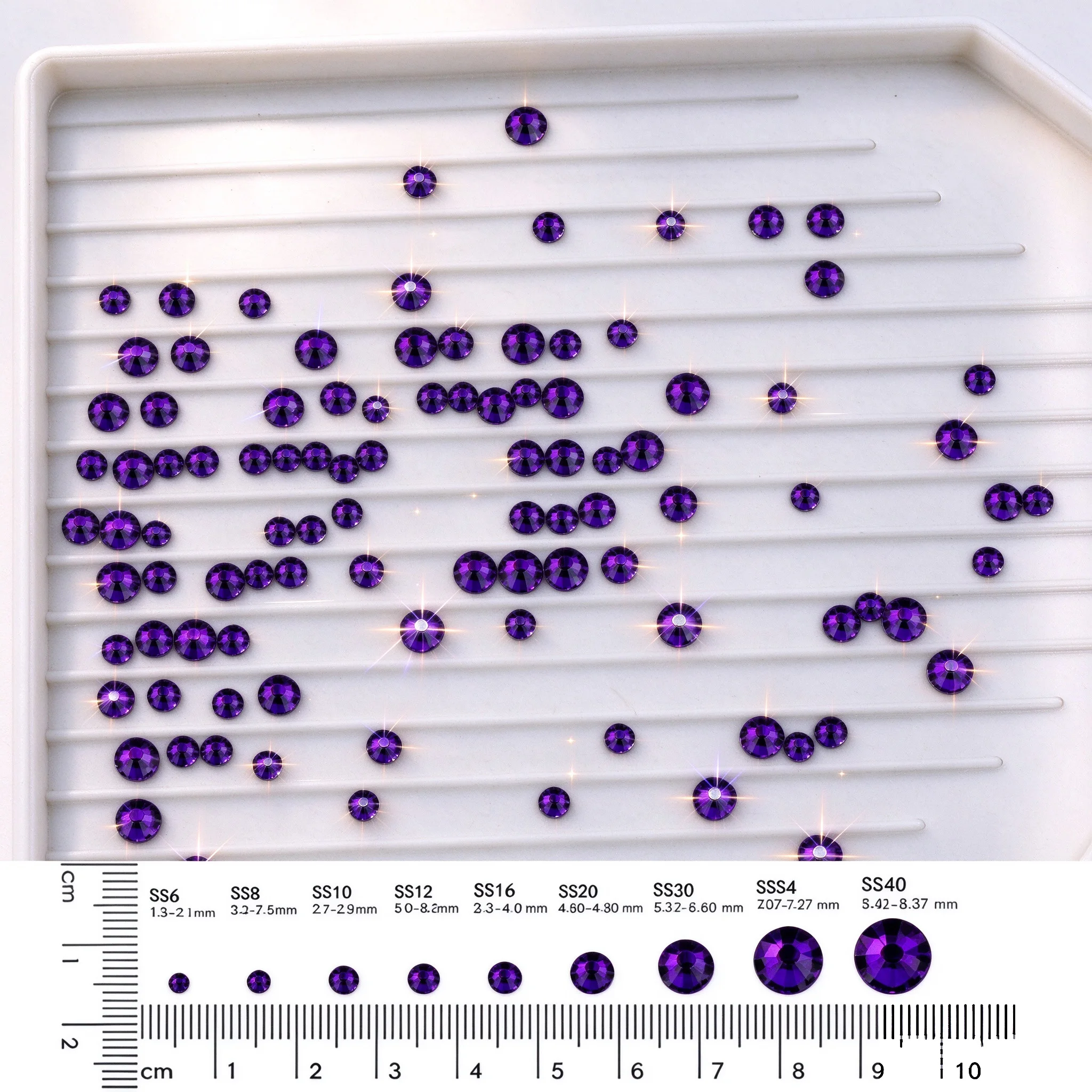 Purple velvet SS16-SS30 Glass Cold Fixation Strass Nail Art Non Hotfix Crystals Flat Back Glass Rhinestones For Crafts