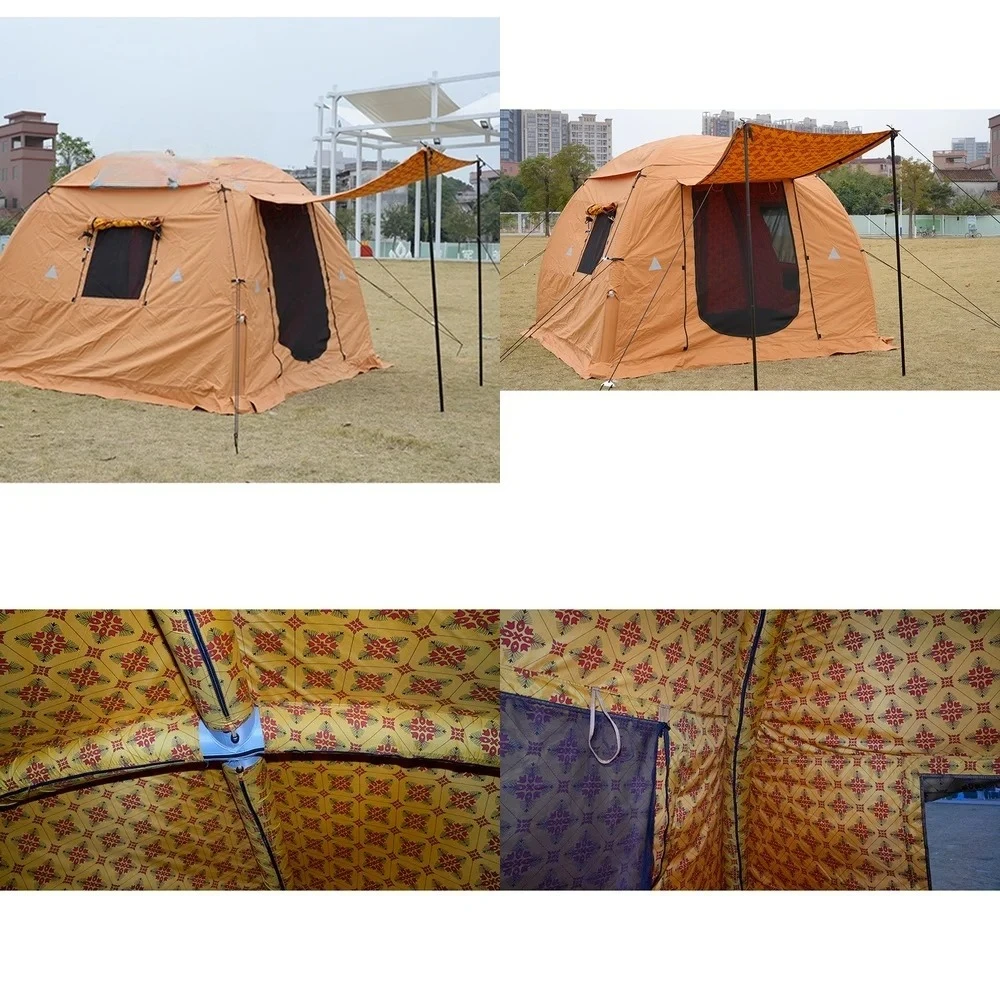 Inflatable Desert Tent for Camping Outdoor Use Thick Cotton Fabric Printed Arabic Middle Eastern Style for Qatar UAE KSA Gulf