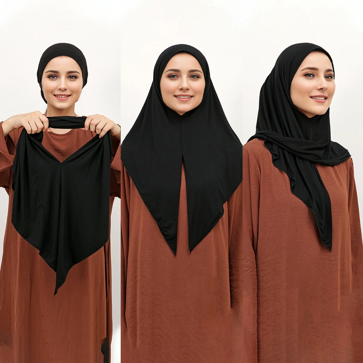 الصلبة مشروط جيرسي الحجاب الفوري وشاح للمرأة المسلمة الحجاب السيدات لينة أغطية الرأس الإسلامية عمامة الإناث الحجاب 68*68 سنتيمتر