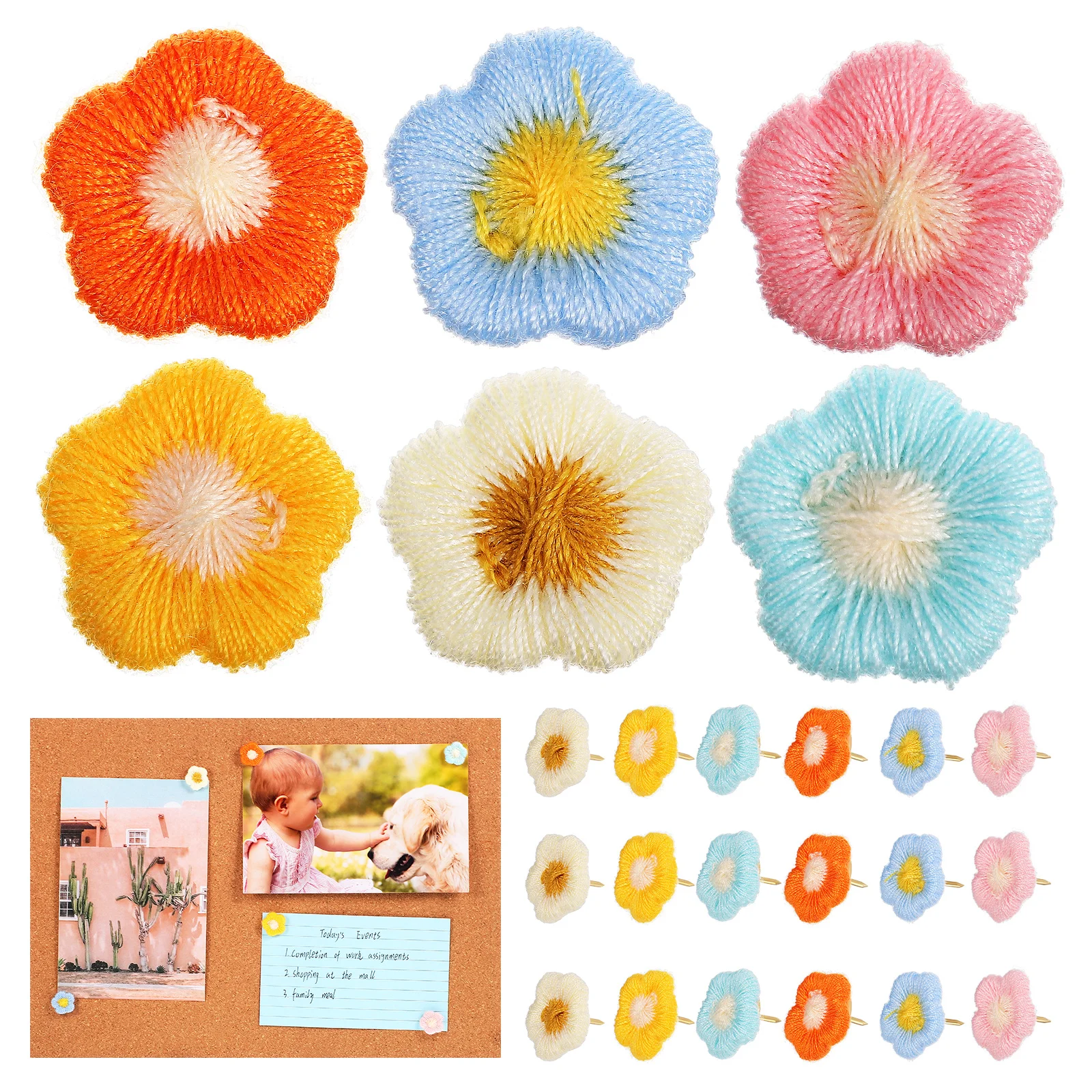 

30 Pcs Decorative Flower Push Pins Cute Thumb Tacks For Bulletin Board Wall Display Metal Accessories Pastel Shades