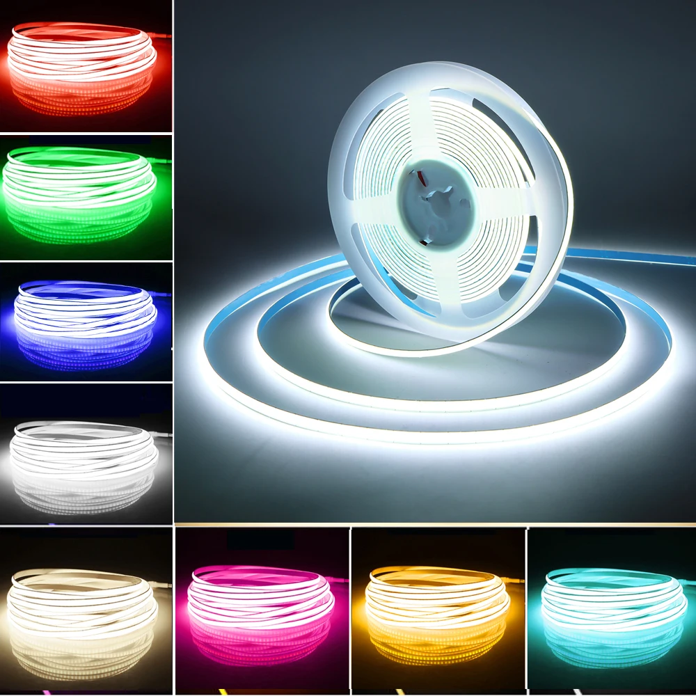 5MM COB LED Light Strip 12V High Bright Dimmable FOB Ribbon 320LEDs/M Tape For Bedroom Car Room Decor Kitchen Lights 1/2/3/4/5M