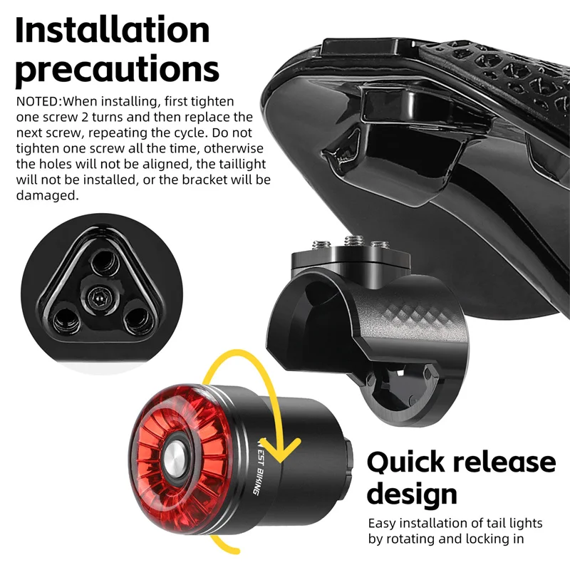 WEST BIKING 3D Printed Road Bike Saddle Variable Density Honeycomb Resin Seat Cushion Exclusive bracket With Tail Lights