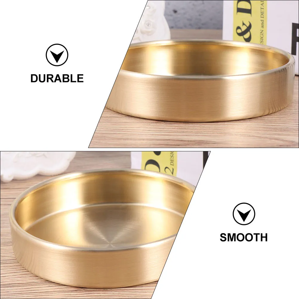 Brass Round Tray Smooth Edge Metal Storage Plate for Jewelry Sundries Holder Home Decor Accessory Multipurpose Design