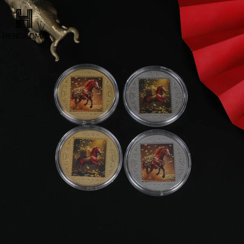 Coin Decoration 2026 Zodiac Horse Colored Commemorative Medal Year Of The Horse Birthday Small Gift Metal Crafts Event Souvenir